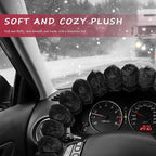 Sun Walker Fluffy Car Steering Wheel Cover, Soft Plush Anti-Slip Steering Wheel Protector for Warm Winter, Fuzzy Comfortable Wheel Cover Auto Interior Accessories for Women Girl (Black)