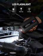 B8 3000A Car Battery Jump Starter, 12V Jump Starter Battery Pack (up to 9.0L Gasoline and 7.0L Diesel Engine), Portable Jump Box with 3 Modes Flashlight and Jumper Cable