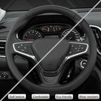 Customized Auto Car Steering Wheel Cover for Chevy 14.5-15 inches, Steering Wheel Cover for Chevrolet (Black - Standard Size)
