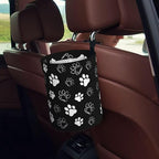 Car Trash Bag Paw Print Hanging Back of Seat Car Portable Trash Bag Paw Print Waterproof One-Handed Portable Strap Drawstring Garbage Bags 2 Pieces Car Coasters