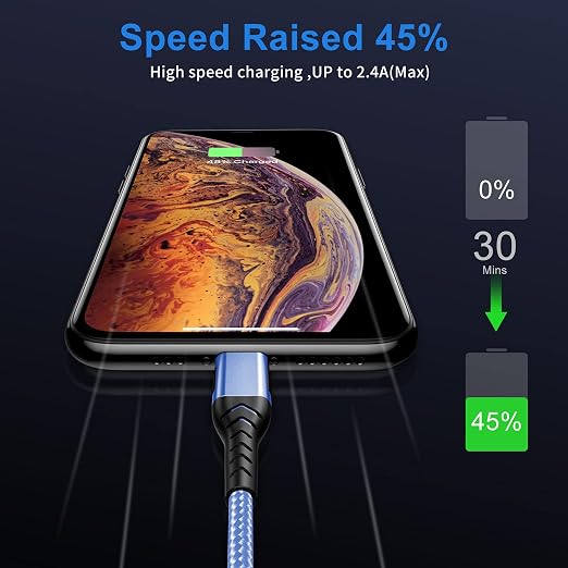 USB-C Charger, 16ft Fast Charging USB-C Cable, Compatible with iPhone 15 Pro/Plus/Max/Android - Blue