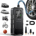Tire Inflator Portable Air Compressor, 150 PSI Cordless Air Pump for Car Tires with Digital Pressure Gauge, Auto-Shutoff, LED Light, 12V Rechargeable Battery for Motorcycle, Bike, Ball, Inflatables