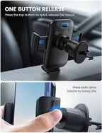 2026 Wider Clamp & Metal Hook Car Phone Holder Vent [Thick Cases Friendly] Phone Holders for Your Car Camera Mounts Automobile Hands Free Cradle Air Vent for iPhone 17 16 15 Pro Max Dark Grey