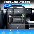 Backseat Car Organizer Leather Back of Seat Car Organizers | Seat Back Protector for Drivers with Large Capacity 6 Storage Pockets Waterproof Kick Mats, 2 Pack