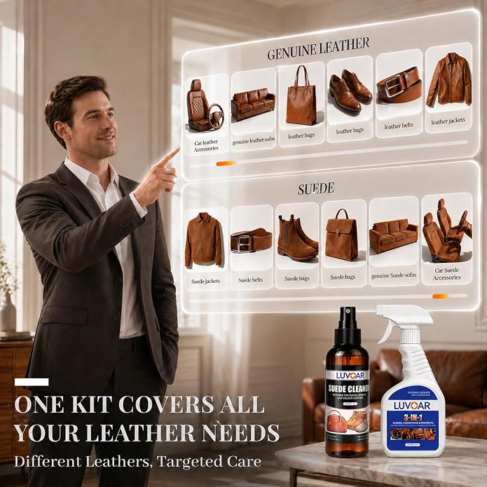Suede Conditioner and 3-in-1 Leather Cleaner and Conditioner,for Car Interiors, Apparel, Furniture, Boots