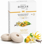 Car Diffuser Refill Set, Fruity Sun | Plum Peach Pineapple Notes, 2 Ceramic Inserts, Fits Vent Clips, 4-Week Diffusion, Made in France