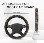 Steering Wheel Cover, Woodland Mushroom Plants Steering Wheel Cover for Women Anti-Slip Universal Mushroom Car Accessories 15 inch Steering Wheel Protector Fit Auto SUV Sedan Vans Trucks