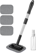 Windshield Cleaner, Microfiber Window Cleaner with 4 Reusable Washable Large Sponge Pads, Extendable 180° Rotating Handle, Fits Cars & SUVs, Includes Spray Bottle, Gray