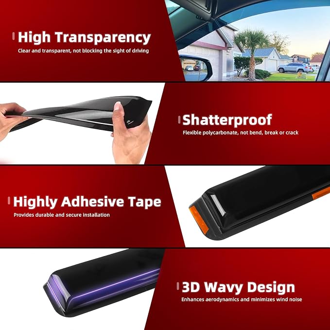 in Channel Rain Guards Fit for Nissan Altima 2019 2020 2021 2022 2023 2024 2025 2026, Durable Window Visors Wind Deflectors, Smoke Vent Shase Shields-4PCS