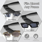 CHOSMOYI 2 Packs Sunglasses Holder for Car, Sunglass Clip for Car Visor, Magnetic Leather Car Eyeglass Holder and Ticket Card Clip, Suitable for Different Size Eyeglasses(Black
