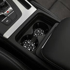 Polka Dot Steering Wheel Cover - Anti-Slip Breathable Universal 14-15-in 2 Car Coasters Black and White Polka Dot Steering Wheel Cover for Men Women