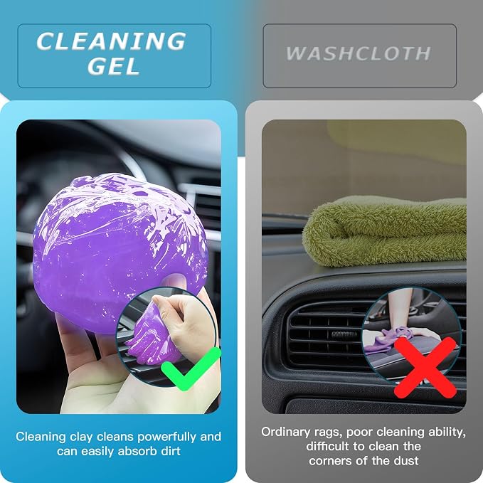 Car Cleaning Gel,Reusable Car Cleaning Putty for Interior Detailing, Car Cleaning Supplies, Auto Detailing Tools, Car Slime for Dust Removal, Car Accessories Interior, Car Cleaning Kit(Purple,5.0 OZ)