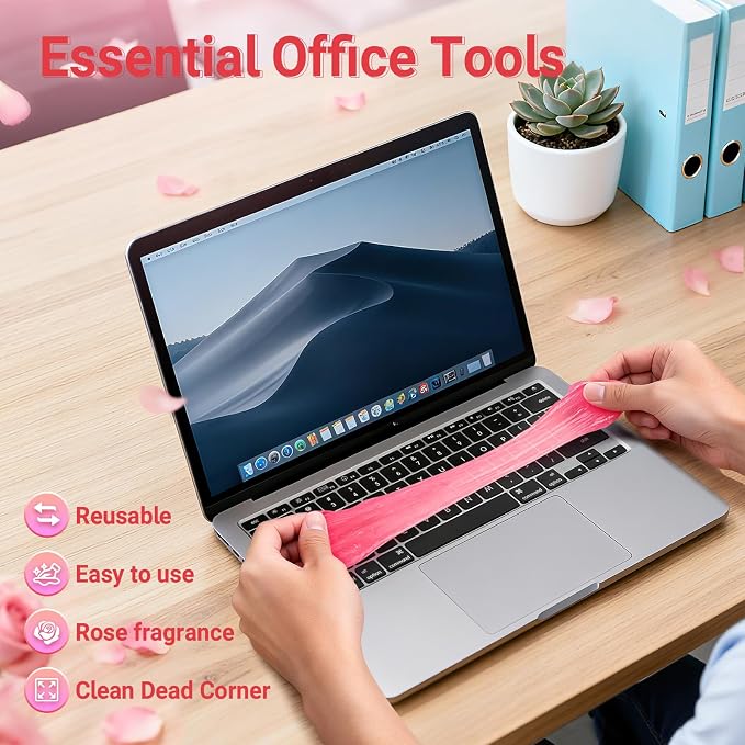 Universal Cleaning Gel Keyboard Dust Cleaner for Office Electronics Product,Cleaning Putty for Car Detailing Laptop Dusting Kit Computer Dust Remover,Computer Cleaning Accessories,Rose Pink