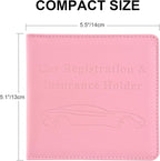 Car Registration and Insurance Holder, Car Accessories Vehicle Glove Box Car Organizer Women Wallet Case for Cards, Essential Document, Driver License by, Pink | for Cards