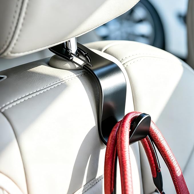 Car Seat Hooks 4 Pack, Headrest Hooks for Purses Groceries Bags with Metal Lock, Car Purse Holder Seat Back Storage Hooks