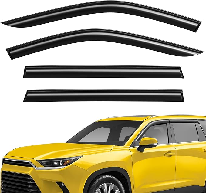 Extra Durable Window Deflectors Tape-On Window Visors Rain Guards Fit for Toyota Grand Highlander 2024-2026, Sun Visors, Wind Vent for Shades, Exterior Car Accessories - 4pcs. AG0879