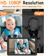 Baby Car Camera 7.2-Inch Monitor: 1080P HD Rear Facing Infant Backseat Camera with Night Vision 360° Rotation Wide Angle USB Plug & Play Anti-Glare Screen for Safe Driving F25