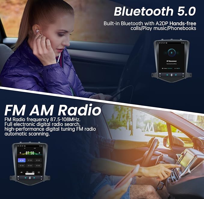 8Core Car Radio for Chevy Cruze 2009-2015: Bluetooth 5.0 10.4 inch IPS Touchscreen Wireless CarPlay Andriod Auto Steering Wheel Control FM DSP GPS 1080P Backup Camera