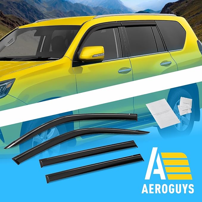 Extra Durable Window Deflectors Tape-On Window Visors Rain Guards Fit for GX 2010-2023, Sun Visors, Wind Vent for Shades, Exterior Car Accessories - 4 pcs. AG0928