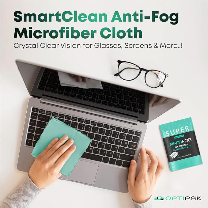 Anti Fog Microfiber Cleaning Cloth for Glasses | Individually Wrapped Microfiber Lens Cleaning Cloth for Eyeglasses, Lenses, Binoculars, Face Shields, Ski Masks or Swim Goggles (1 Count) | Individually Wrapped, For Eyeglasses, Lenses, Binoculars, For F...