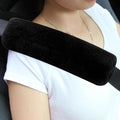 Authentic Sheepskin Seatbelt Cover Real Wool Car Truck SUV Airplane Seat Belt Shoulder Pad for Carmera Backpack Straps Neck Cushion Protector 2 Pack Black