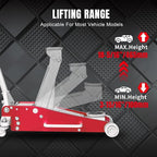 3 Ton Floor Jack,Aluminum and Steel Hydraulic Low Profile Car Jack with Dual Piston Quick Lift Pump,Lightweight Racing Floor Jack for Vehicle,6,000 lb Capacity,Red,TAM830011L