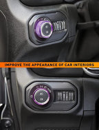 Climate Control Panel Knob Trim Kit & Light Control Switch Cover, Air Conditioner Knob Aluminum Alloy Ring for 2018-2024 Jeep Wrangler JL JLU & Gladiator JT, Interior Accessories, Purple