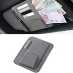 Car Sun Visor Organizer, Multifunctional Auto Visor Document Holder with Sunglasses Clip, Universal Car Interior Accessories Organizer for Drving License, Card, Pen (Gray)
