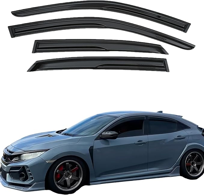 Tape On Window Rain Guards for 2016-2021 Honda Civic Hatchback | Side Window Wind Deflectors Vent Visors for Honda Civic Hatchback 16-21,No Drill Installation,Car Accessories-4PCS