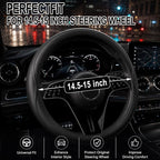 Car Steering Wheel Cover Full Surround - Soft Breathable Anti-Slip Heavyweight Safety Cover, Thick Cushioned Sports Style Universal Fit for Auto Truck SUV (Black)