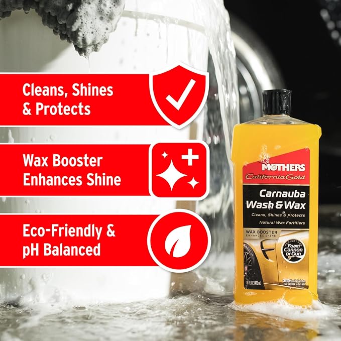 California Gold Carnauba Wash & Wax, 16 oz. — Cleans, Shines & Protects – Gentle, pH Balanced, Ultra-Sudsy, Spot-Free, Brilliant Finish, Biodegradable & Won't Strip Wax or Ceramic (05676)