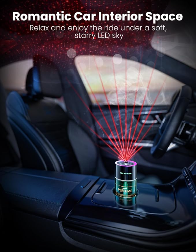 Smart Car Air Freshener Diffuser with Star Light, 120ml Perfume, Long Lasting, Auto On/Off, 4 Mist Modes, Rechargeable Car Aroma Diffuser Aromatizante Para Carro for Home, Office-Cologne