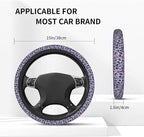 Animal Leopard Print Pink Black Steering Wheel Cover Car Accessories Cute for Women Girls Girly Universal 15 Inch Neoprene Auto Interior Decor Anti Slip Car Truck Protector