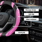 15 Inch Car Leather Steering Wheel Cover, Automotive Accessories Elastic Breathable Anti-Slip Soft Wheel Protector Fits Men and Women, Suitable for SUVs, Trucks, Vehicles and RVs (Pink)