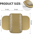 Bling Beige Car Center Console Cover, Leather Car Arm Rest Cover with 2 Storage Bags, Universal Auto Armrest Protector Storage Box, Bling Accessories Interior for Most Vehicles