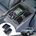Double-Layer Tray Compatible with 2025 2026 Ford Bronco 4 Doors Automatic Transmission ONLY, Full Size Bronco 2PCS Console Organizer (Not for Manual Transmission & 2 Doors & Bronco Sport)