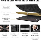 Car Trunk Organizer, 52L Collapsible Car Storage Waterproof Trunk Organizer with Lid & Handle, Multi Compartment Oxford Cargo Groceries Storage for Trucks SUVs Sedans