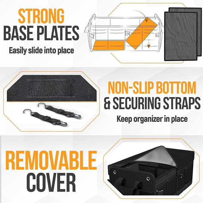 Trunk Organizer For SUV Car Organizer and Storage, Multi-Compartment Storage Bag Car Accessories for Women Men, Perfect Christmas Gifts, 1680D Oxford, Non Slip Bottom, Straps, Soft Cover (50L)