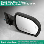 Right Passenger Side Mirror Compatible with Ford Explorer 2020-2025 With Power Folding Power Adjust Blind Spot Puddle Light Turn Signal Mirror Memory Camera Replace MB5Z17682CC (13+1 Pins)