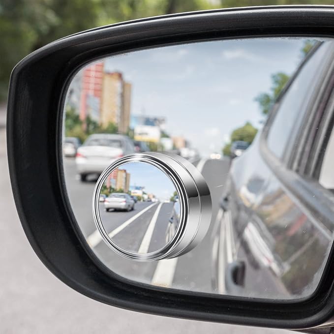 4 Pcs Blind Spot Mirrors 360 Degree 2 Inch Car Rear View Adjustable Wide View Angle Silver Round Glass Convex Mirrors Adjustable with Frame for Car SUV Truck Accessories