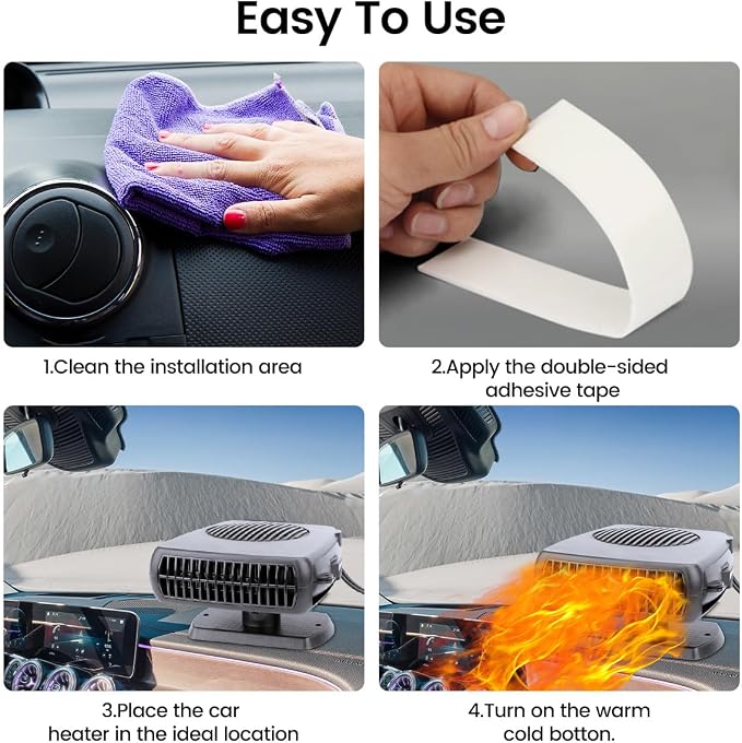 2026 New Upgraded Car Heater, Portable Car Heater, 12V Car Heater Portable,Car Defroster Windshield Heater Plug In Car Heater Windshield Defogger with 360° Rotation Car Heaters for Vehicle(Large Size)