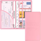 Car Registration and Insurance Holder, Car Accessories Vehicle Glove Box Car Organizer Women Car Accessories with Magnetic Shut for Cards, Essential Document, Driver License, Pink
