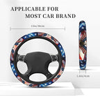 American Flag Neoprene Steering Wheel Cover Anti-Slip Elastic Eagle Pattern Steering Wheel Protector 15in Universal Car Accessories Fit Cars, SUVs, Auto