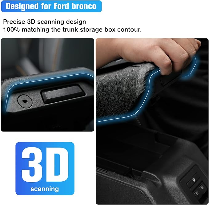 Center Console Armrest Cover Applicable to Ford Bronco 2021 2022 2023 2/4 Doors, Waterproof Car Interior Accessories Arm Rest Pad Cover Protector, Black