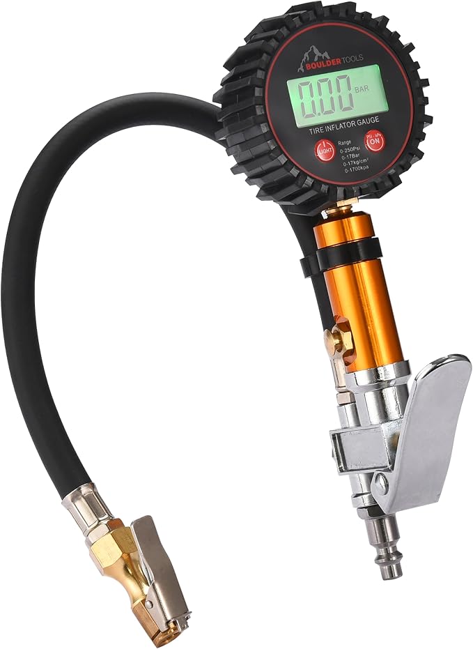 Tire Pressure Gauge with Inflator - Digital Tire Pressure Gauge, 0-250 PSI Heavy Duty Tire Inflator Gauge with Air Chuck Lock & Bleed Valve, Air Compressor Accessories
