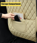 Leatherette Car Seat Protector - 2 Pack Large Car Kick Mats with Storage Organizer Seat Back Cover Against Dirty Shoes & Scratches, Universal Fit for Most Vehicles (Beige)