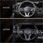 Car Steering Wheel Cover Carbon Fiber, Ultra-Thin Car Steering Wheel Cover,Comfortable & Breathable Microfiber,Universal Fit for Most Cars, Bright Black