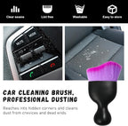 Car Detailing Brush, Curved Soft Bristles Auto Removal Dust Collectors, Universal Vehicle Dashboard, Air Conditioner Vents etc Interior Cleaning Tool Accessories (Double Purple)
