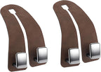 Car Headrest Hooks, Premium Suede with Metal Car Seat Back Storage Hooks for Handbag Coats Umbrella Backpack - 2 Pack, Brown