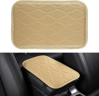 Car Center Console Cover, Leather Car Armrest Cushion, Universal Waterproof Cushion Pad, Non-Slip Car Interior Accessories, Fits Most Sedans SUVs Trucks (Light Beige)